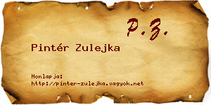 Pintér Zulejka névjegykártya
